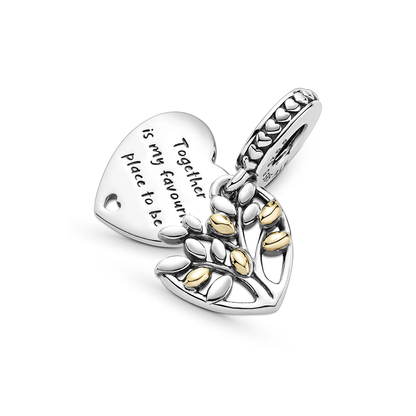 Gold Family Tree Heart Charm