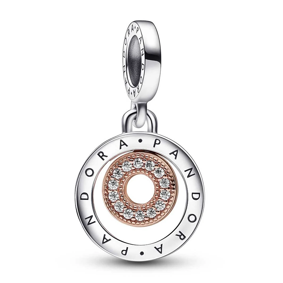 Rose Gold Logo Circles Charm