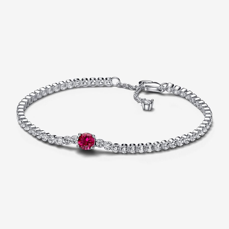 Red Sparkling Round Pavé Tennis Bracelet