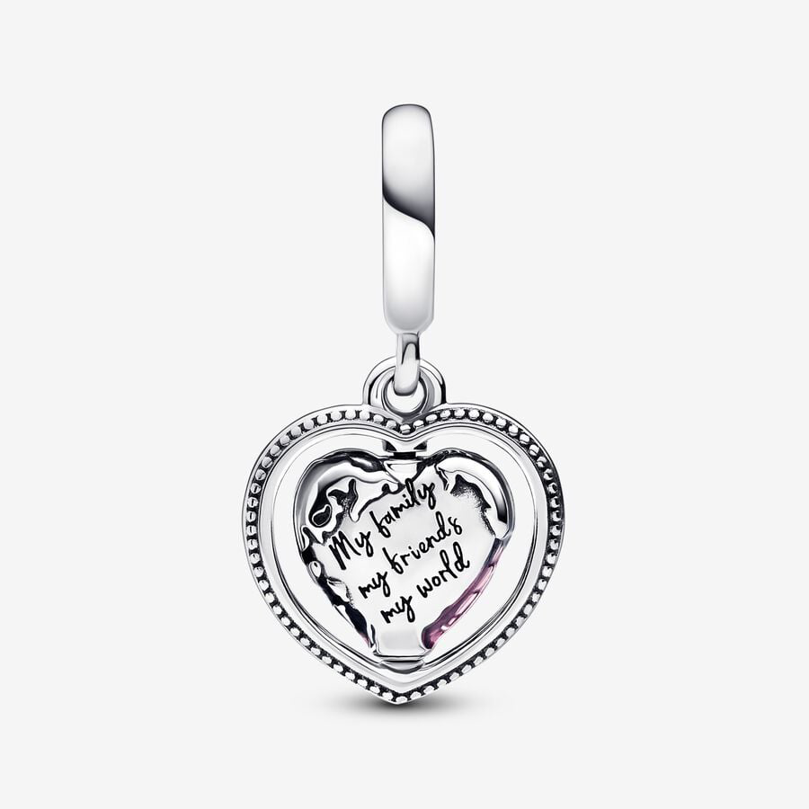 Family Spinning Heart Globe Charm