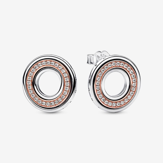 Rose Gold Two tone Pavé Earrings