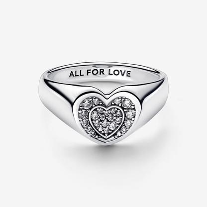 White Heart Pavé Ring