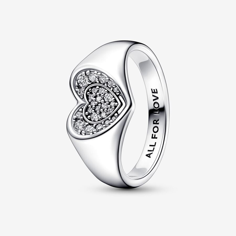 White Heart Pavé Ring