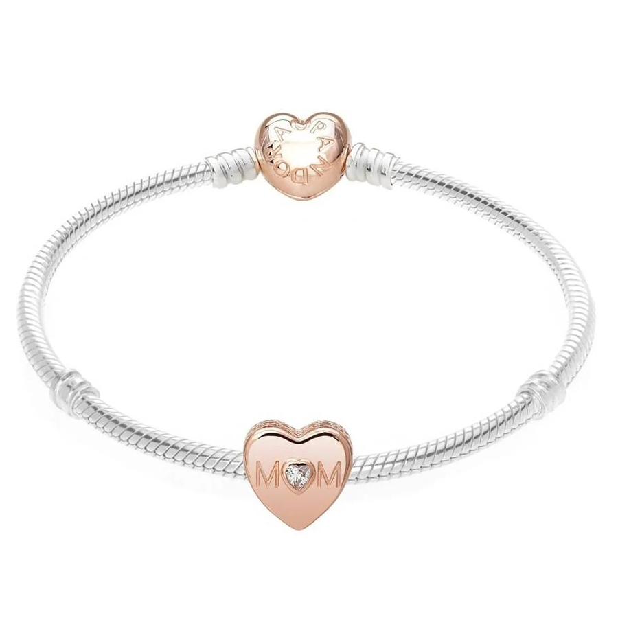 Rose Gold Mom Heart Charm