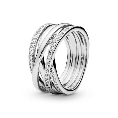 Silver Sparkling Lines Ring