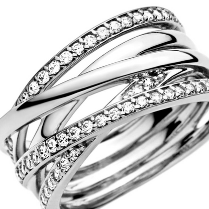 Silver Sparkling Lines Ring