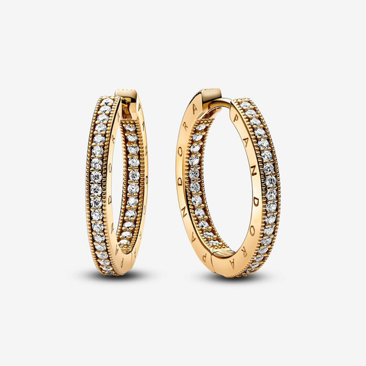 Gold Pavé Hoop Earrings