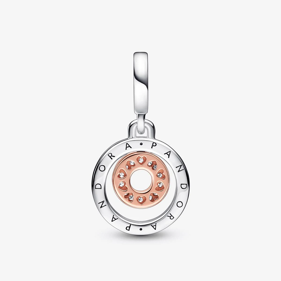 Rose Gold Logo Circles Charm