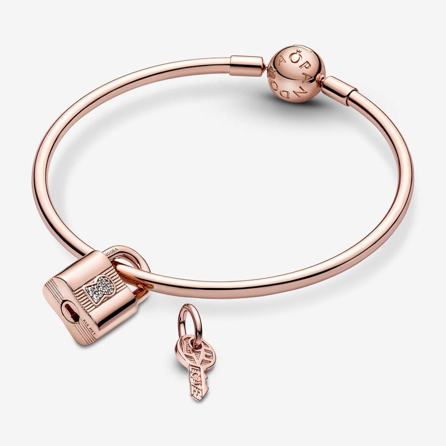 Rose Gold Padlock & Key Charm