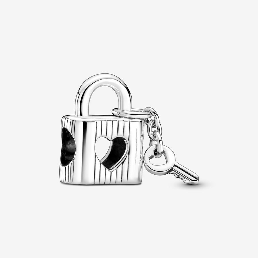 Heart Padlock Key Charm