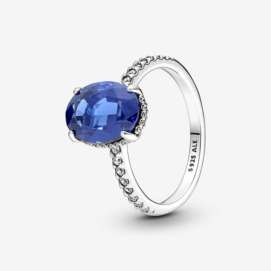 Blue Oval Sparkling Ring