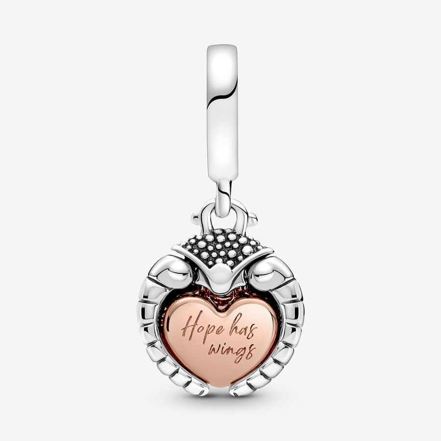 Rose Gold Ladybird & Heart Charm