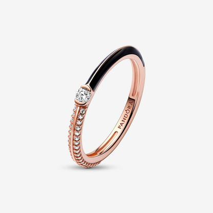 Rose Gold Pavé & Black Ring