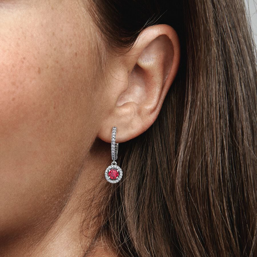 Red Sparkling Round Earrings