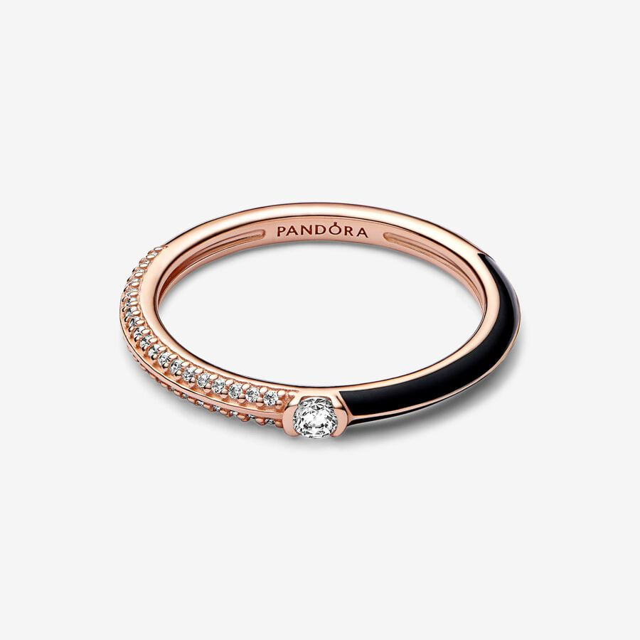 Rose Gold Pavé & Black Ring