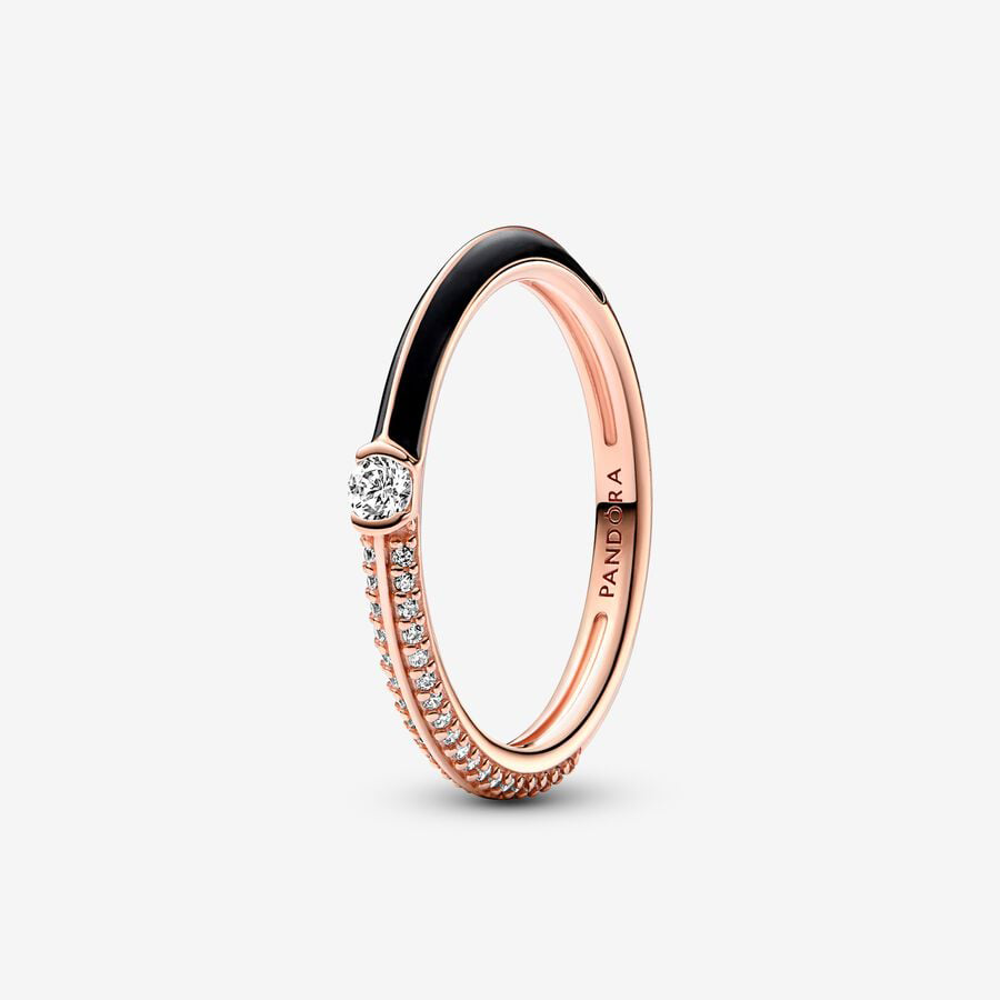 Rose Gold Pavé & Black Ring