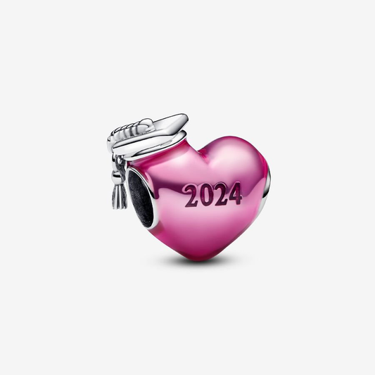 Pink 2024 Graduation Heart Charm