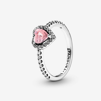 Pink Heart Silver Ring