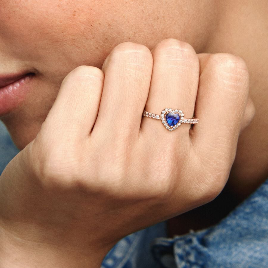 Rose Gold Blue Heart Ring