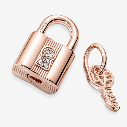 Rose Gold Padlock & Key Charm