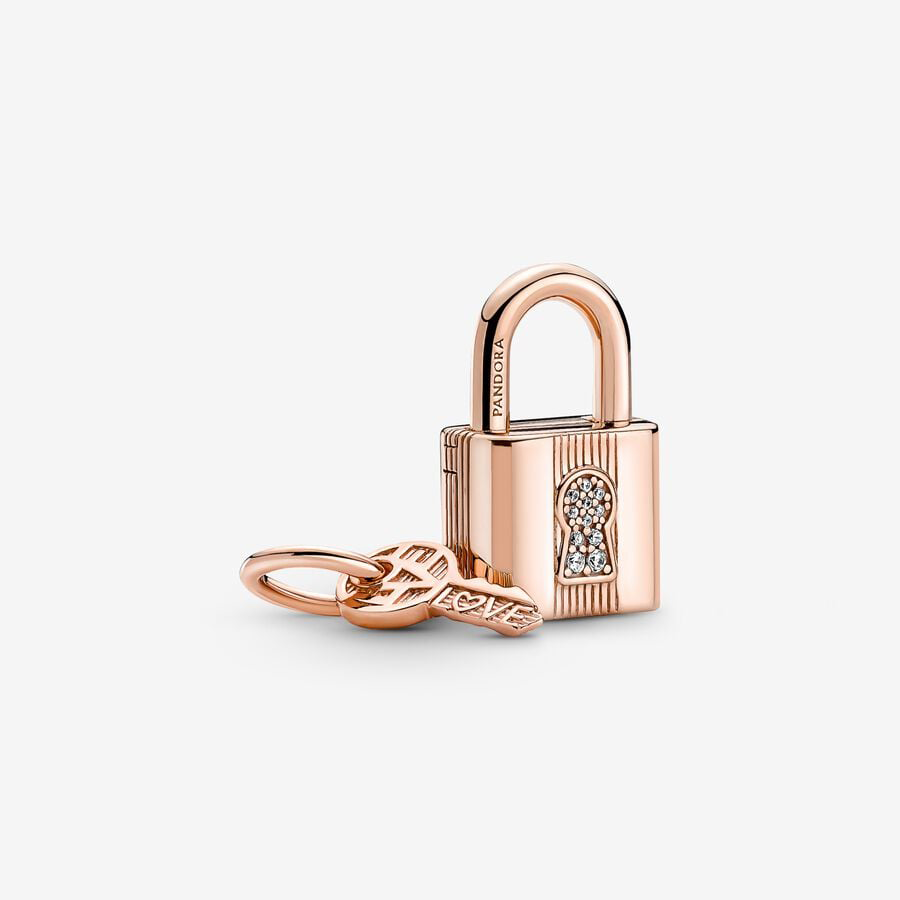 Rose Gold Padlock & Key Charm