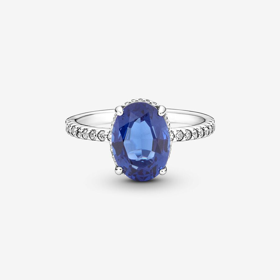 Blue Oval Sparkling Ring