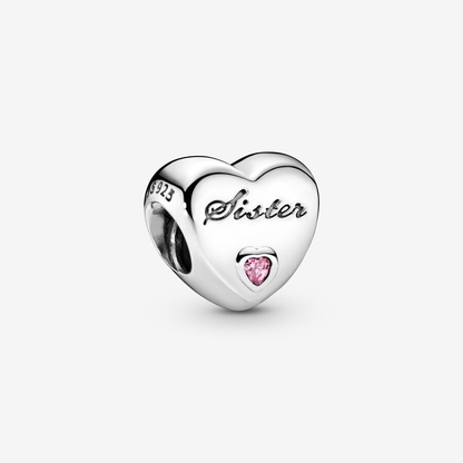 Sister Pink Heart Charm