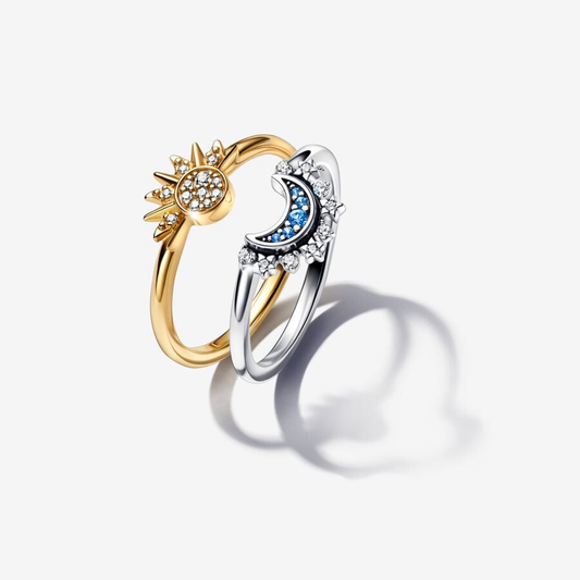 Sparkling Sun & Moon Ring